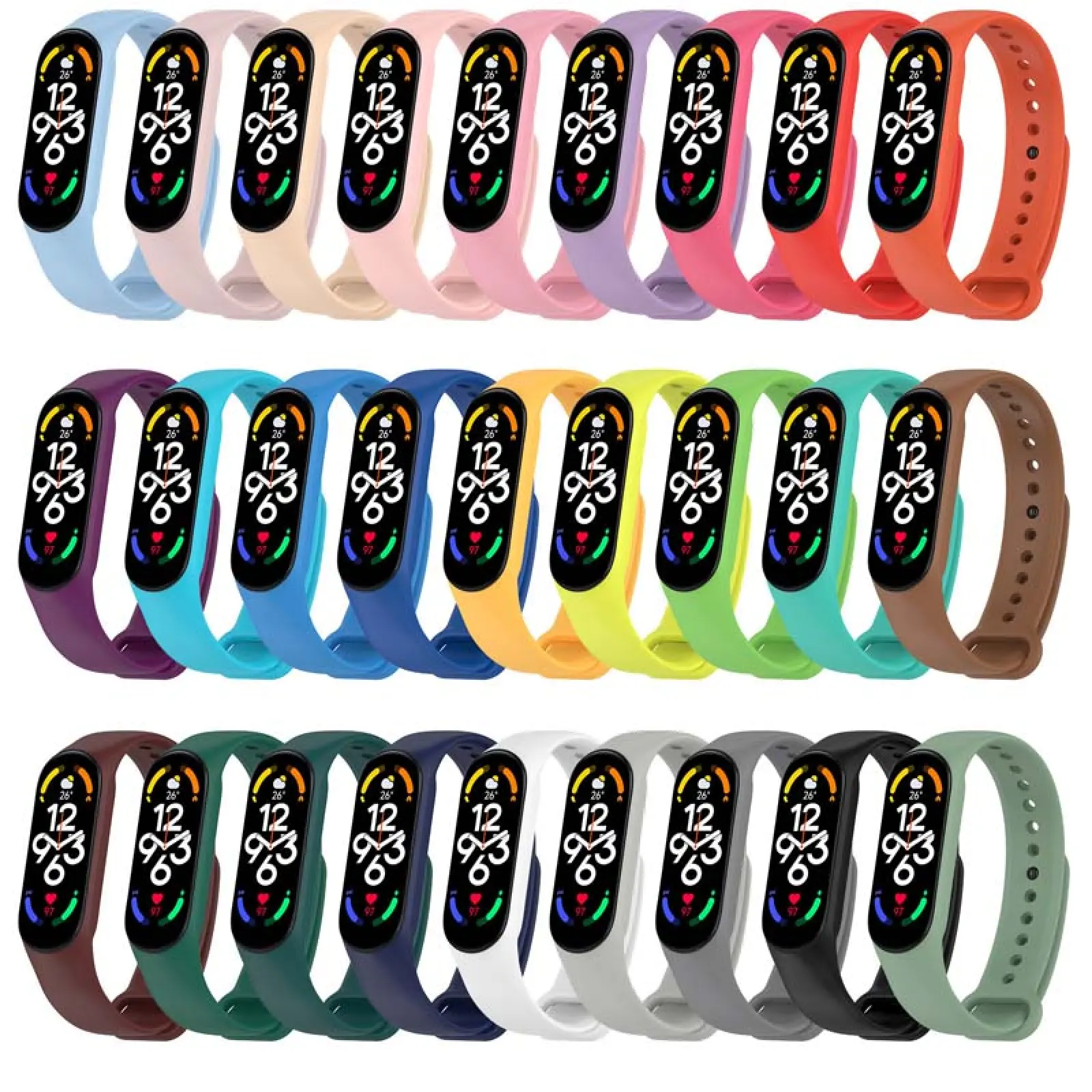 Силиконовый ремешок для Xiaomi Mi Band 7/6/5, Силикон (TPU), купить оптом с доставкой