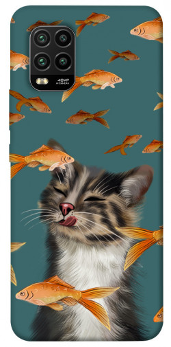 Чехол itsPrint Cat with fish для Xiaomi Mi 10 Lite