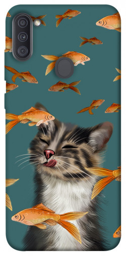 Чохол itsPrint Cat with fish для Samsung Galaxy A11