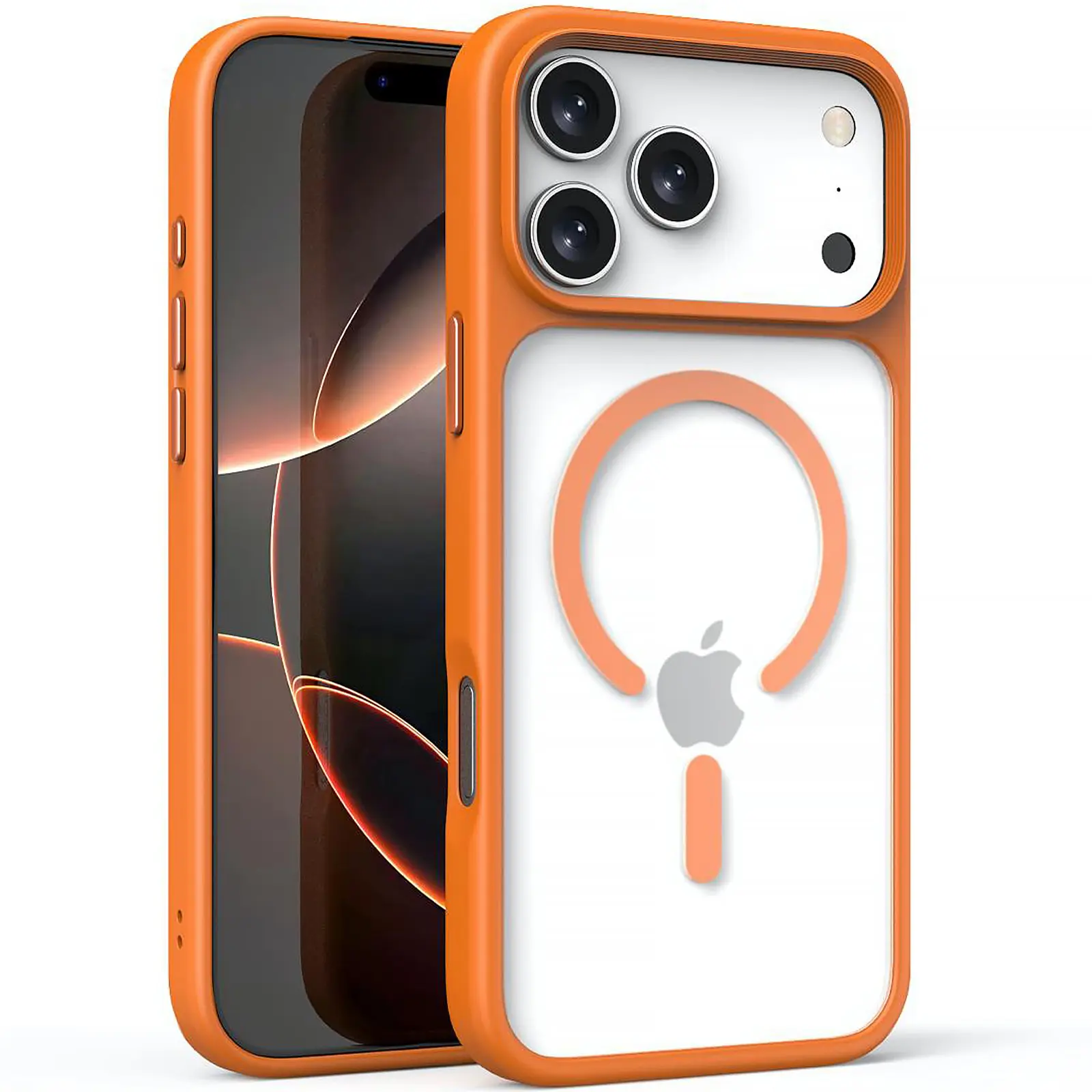 TPU+PC чехол Metal Buttons with MagSafe для Apple iPhone 17 Pro Max (6.9"), Оранжевый / Orange, TPU+PC, купить оптом с доставкой