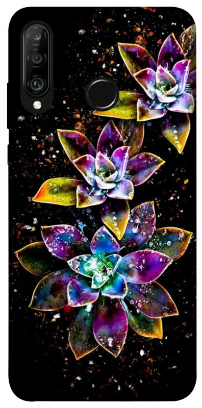 Чехол itsPrint Flowers on black для Huawei P30 lite, цветы, купить оптом с доставкой