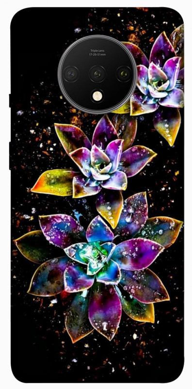Чохол itsPrint Flowers on black для OnePlus 7T, квіти, купити оптом з доставкою