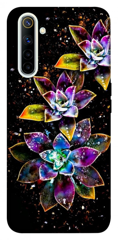 Чехол itsPrint Flowers on black для Realme 6, цветы, купить оптом с доставкой