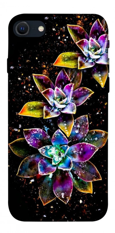 Чехол itsPrint Flowers on black для Apple iPhone SE (2020), цветы, купить оптом с доставкой