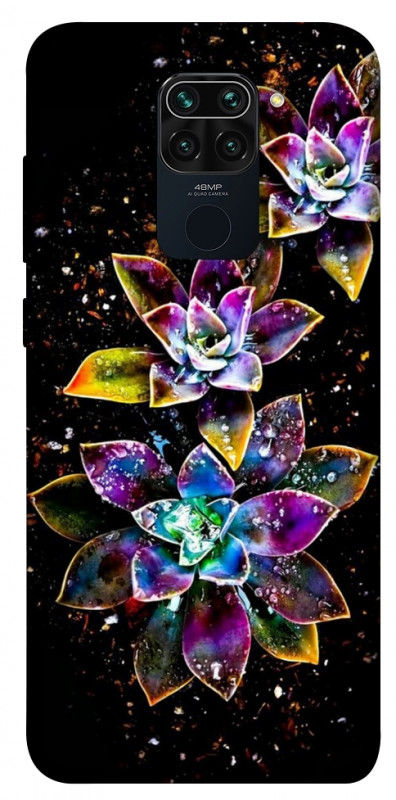 Чехол itsPrint Flowers on black для Xiaomi Redmi Note 9 / Redmi 10X, цветы, купить оптом с доставкой