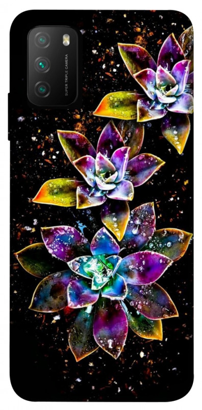 Чехол itsPrint Flowers on black для Xiaomi Poco M3, цветы, купить оптом с доставкой