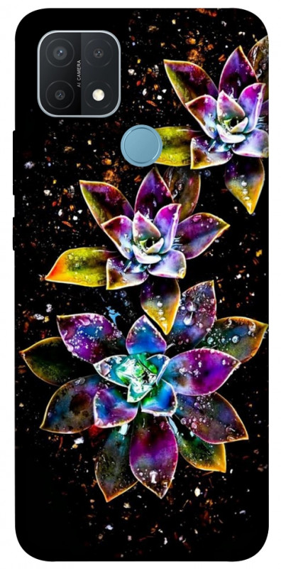 Чехол itsPrint Flowers on black для Oppo A15s / A15, цветы, купить оптом с доставкой