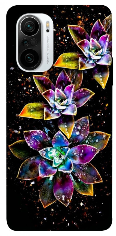 Чехол itsPrint Flowers on black для Xiaomi Redmi K40 / K40 Pro / K40 Pro+ / Poco F3, цветы, купить оптом с доставкой