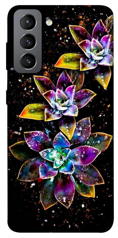 Чехол itsPrint Flowers on black для Samsung Galaxy S21 FE, цветы, купить оптом с доставкой