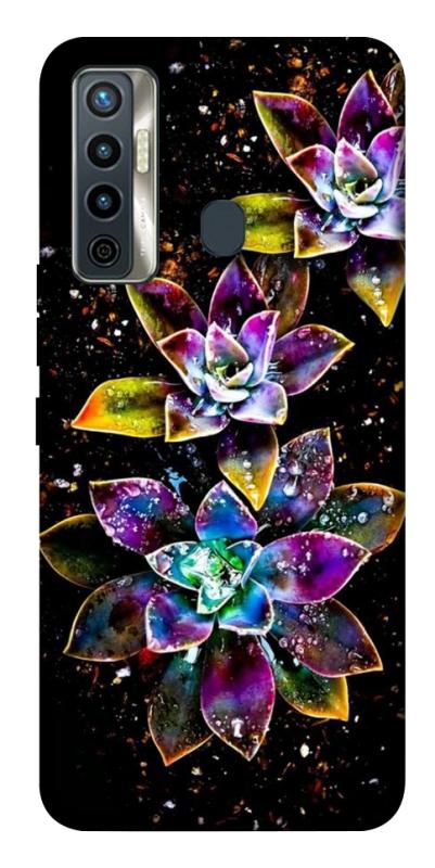 Чехол itsPrint Flowers on black для TECNO Camon 17 Pro, цветы, купить оптом с доставкой