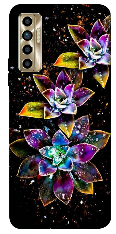Чехол itsPrint Flowers on black для TECNO Camon 17P, цветы, купить оптом с доставкой