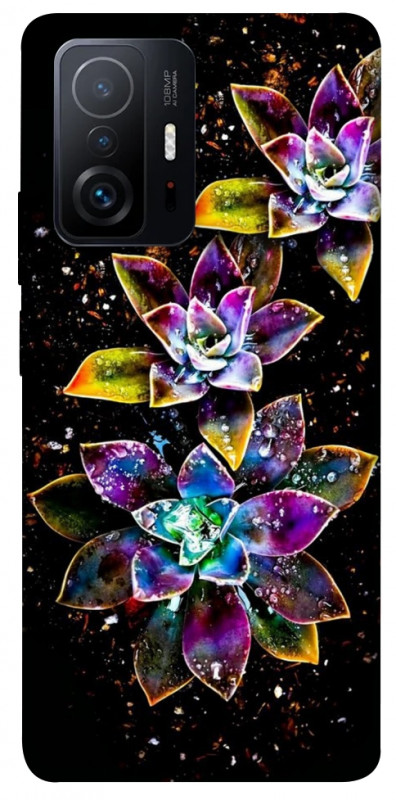 Чехол itsPrint Flowers on black для Xiaomi 11T / 11T Pro, цветы, купить оптом с доставкой