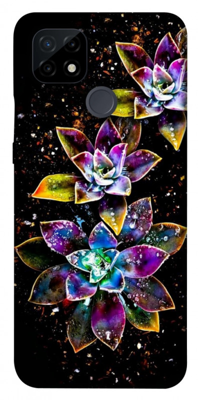 Чехол itsPrint Flowers on black для Realme C21, цветы, купить оптом с доставкой