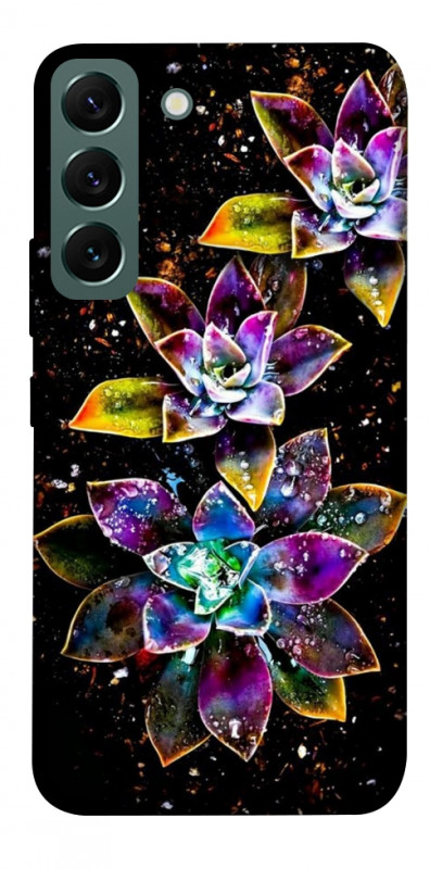 Чехол itsPrint Flowers on black для Samsung Galaxy S22, цветы, купить оптом с доставкой