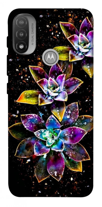 Чехол itsPrint Flowers on black для Motorola Moto E20, цветы, купить оптом с доставкой