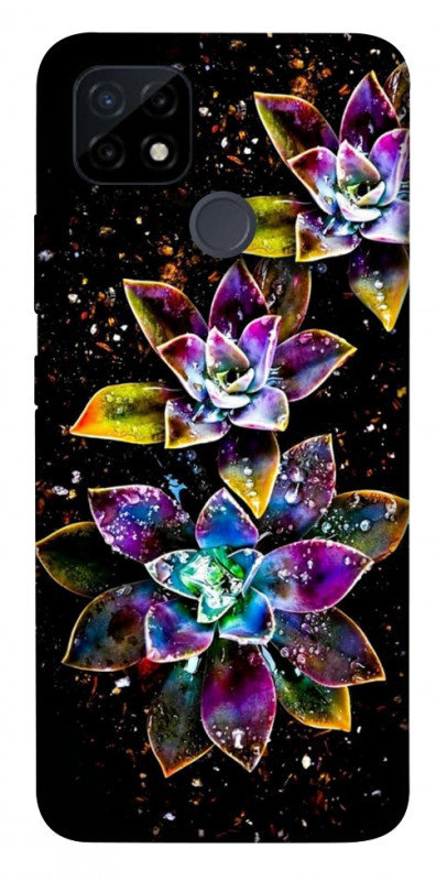 Чехол itsPrint Flowers on black для Realme C12, цветы, купить оптом с доставкой
