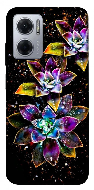 Чехол itsPrint Flowers on black для Xiaomi Redmi Note 11E, цветы, купить оптом с доставкой