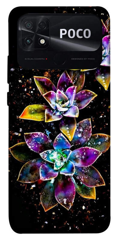 Чехол itsPrint Flowers on black для Xiaomi Poco C40, цветы, купить оптом с доставкой