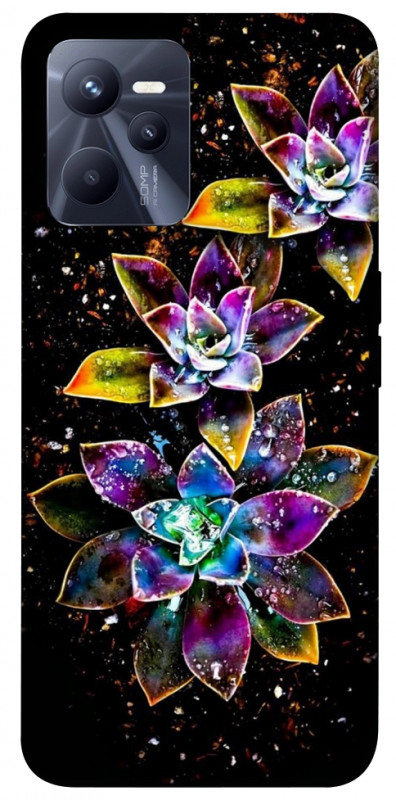 Чехол itsPrint Flowers on black для Realme C35, цветы, купить оптом с доставкой