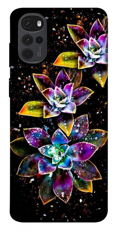 Чехол itsPrint Flowers on black для Motorola Moto G22, цветы, купить оптом с доставкой