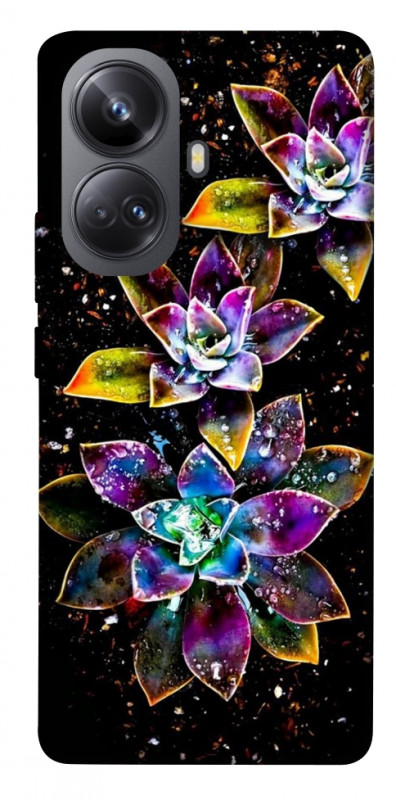 Чехол itsPrint Flowers on black для Realme 10 Pro+, цветы, купить оптом с доставкой