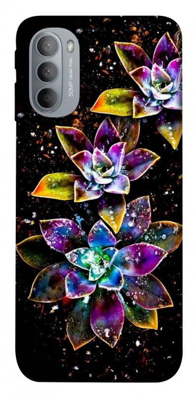 Чехол itsPrint Flowers on black для Motorola Moto G31, цветы, купить оптом с доставкой