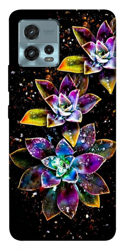 Чехол itsPrint Flowers on black для Motorola Moto G72, цветы, купить оптом с доставкой