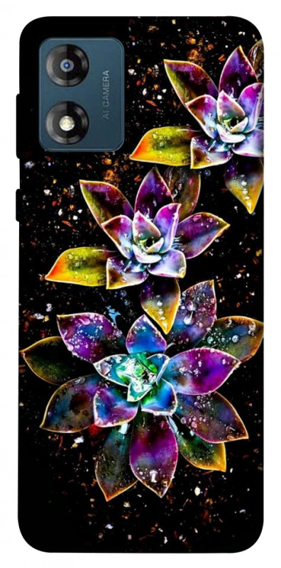Чехол itsPrint Flowers on black для Motorola Moto E13, цветы, купить оптом с доставкой