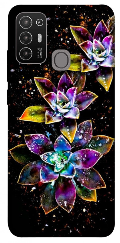 Чехол itsPrint Flowers on black для ZTE Blade A52, цветы, купить оптом с доставкой