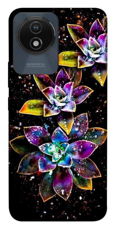 Чехол itsPrint Flowers on black для Vivo Y02, цветы, купить оптом с доставкой