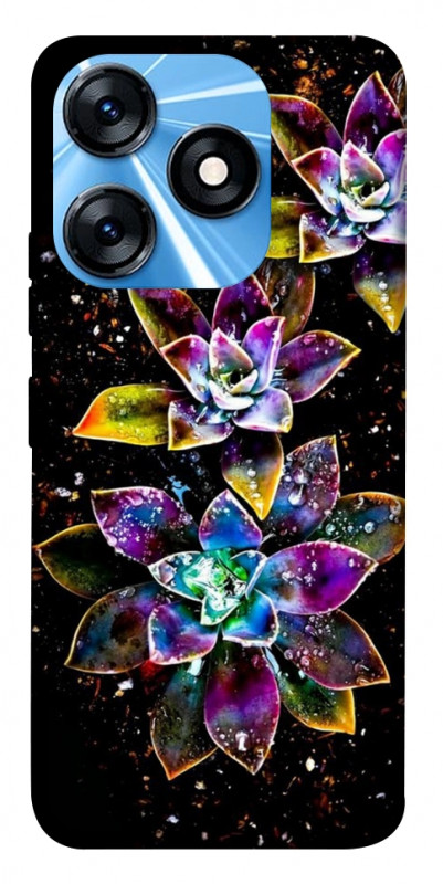 Чехол itsPrint Flowers on black для TECNO Spark 10 Pro, цветы, купить оптом с доставкой