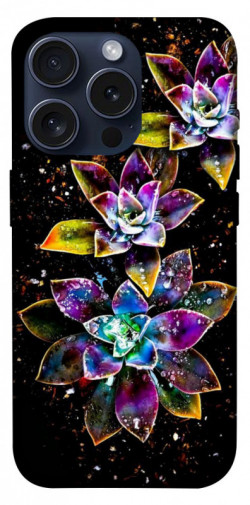 Чехол itsPrint Flowers on black для Apple iPhone 15 Pro (6.1")