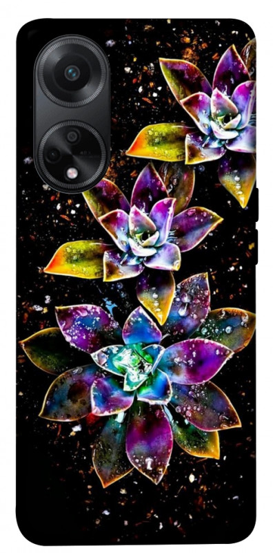 Чехол itsPrint Flowers on black для Oppo A58 4G, цветы, купить оптом с доставкой