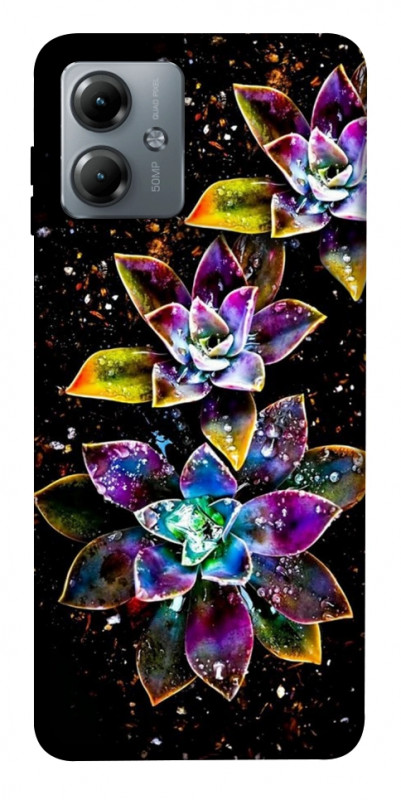 Чехол itsPrint Flowers on black для Motorola Moto G14, цветы, купить оптом с доставкой