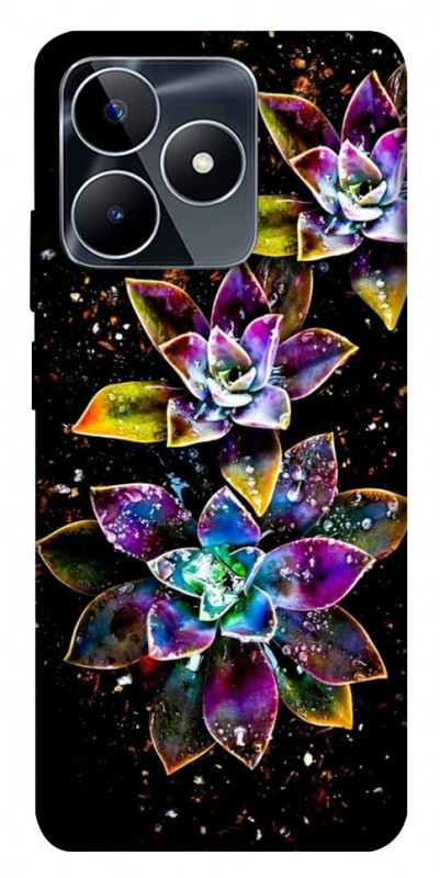 Чехол itsPrint Flowers on black для Realme C53, цветы, купить оптом с доставкой