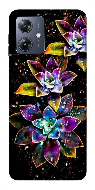 Чехол itsPrint Flowers on black для Motorola Moto G54, цветы, купить оптом с доставкой