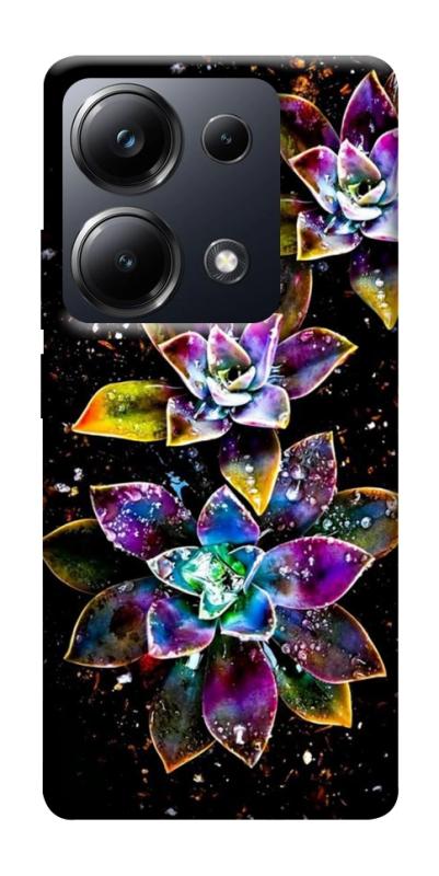 Чехол itsPrint Flowers on black для Xiaomi Redmi 13 4G / Poco M6 4G, цветы, купить оптом с доставкой