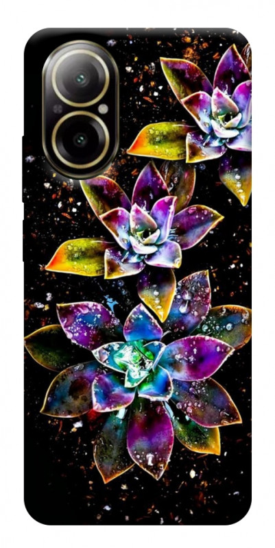 Чехол itsPrint Flowers on black для Realme C67 4G, цветы, купить оптом с доставкой