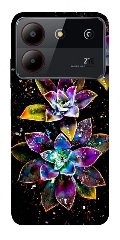 Чехол itsPrint Flowers on black для ZTE Blade A54 4G, цветы, купить оптом с доставкой