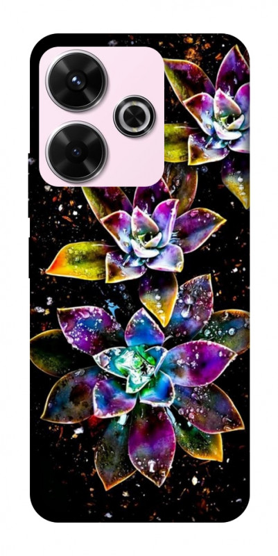 Чехол itsPrint Flowers on black для Xiaomi Redmi 13 4G / Poco M6 4G, цветы, купить оптом с доставкой
