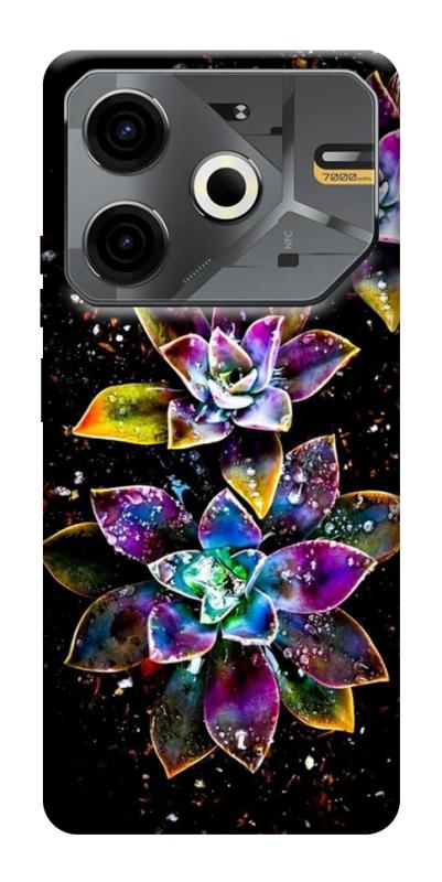 Чехол itsPrint Flowers on black для TECNO Pova 6 Neo (LI6), цветы, купить оптом с доставкой