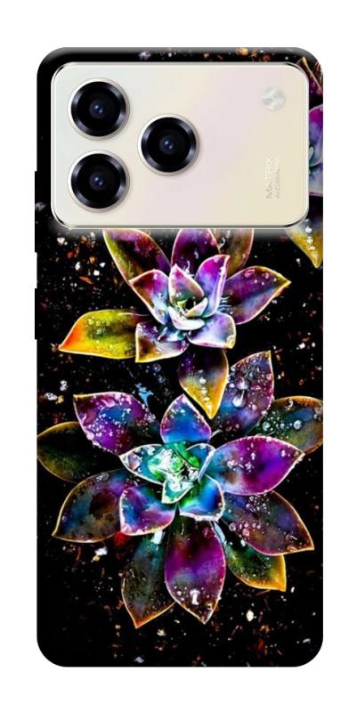 Чехол itsPrint Flowers on black для ZTE Blade A76, цветы, купить оптом с доставкой
