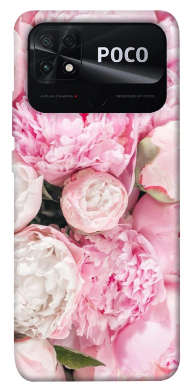 Чехол itsPrint Pink peonies для Xiaomi Poco C40, цветы, купить оптом с доставкой