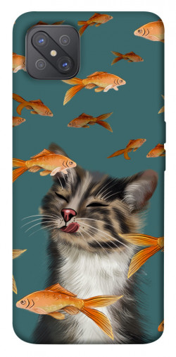 Чехол itsPrint Cat with fish для Oppo A92s