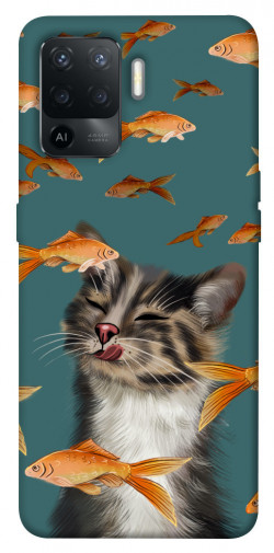 Чохол itsPrint Cat with fish для Oppo Reno 5 Lite