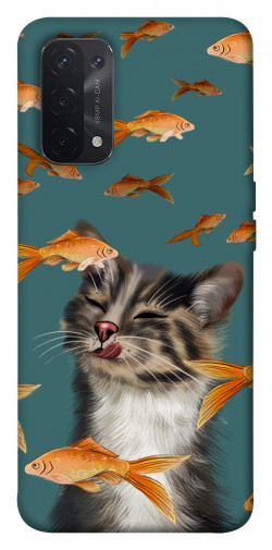 Чохол itsPrint Cat with fish для Oppo A54 4G