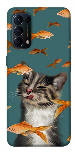 Чохол itsPrint Cat with fish для Oppo Reno 5 4G