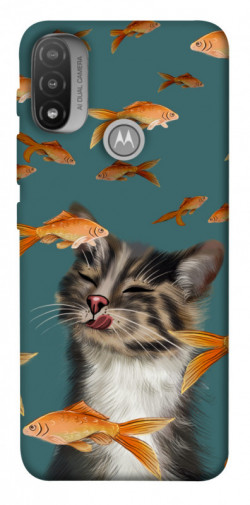 Чехол itsPrint Cat with fish для Motorola Moto E20