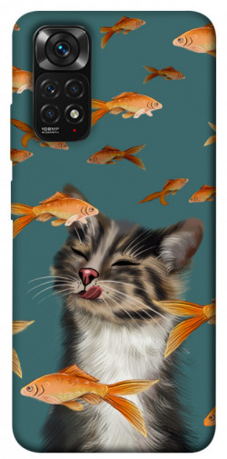 Чехол itsPrint Cat with fish для Xiaomi Redmi Note 11 (Global) / Note 11S