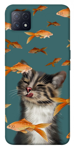 Чехол itsPrint Cat with fish для Oppo A72 5G / A73 5G